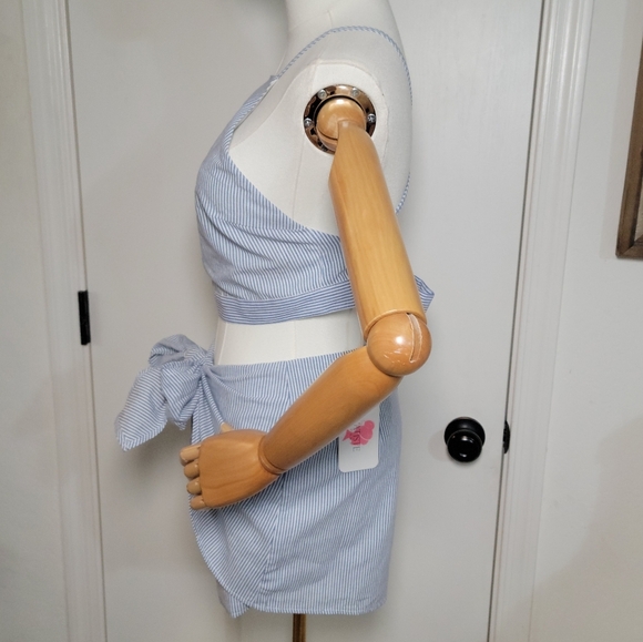 L’atiste by Amy Pinstripe Two-Piece Set Summer Beach Set Size Medium - Picture 6 of 15